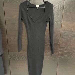 Elegant Black Ribbed Dress